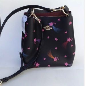 Small Town Bucket Bag with disco star print/gold black multi